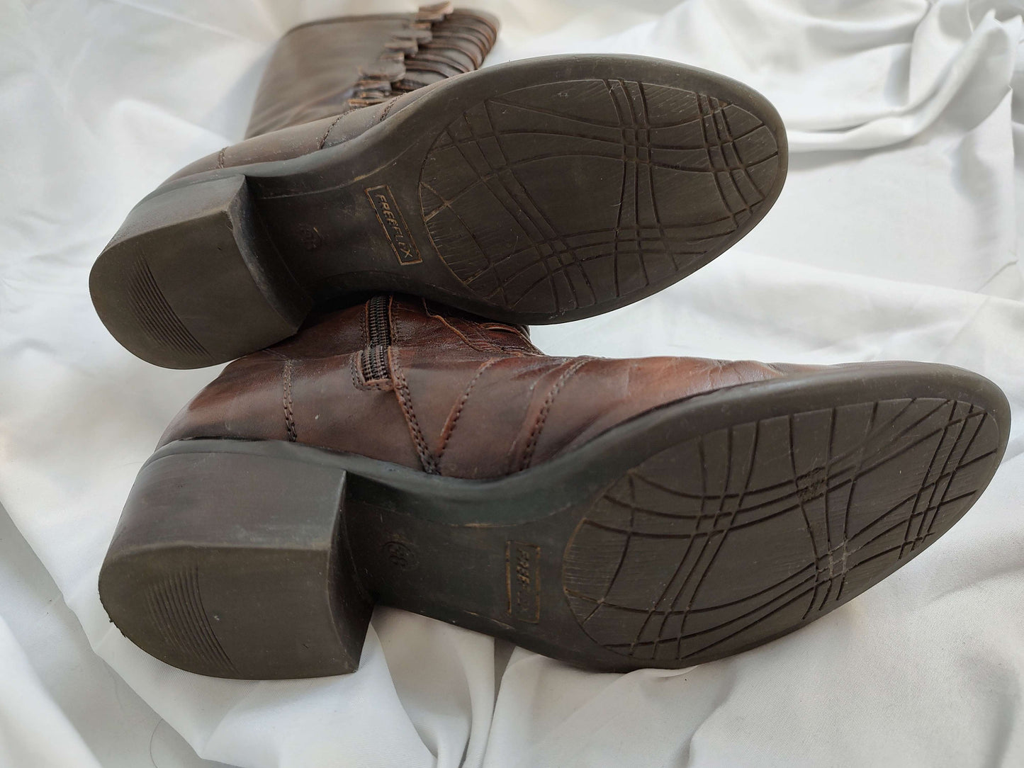 vintage eu label brown military button leather knee-high boots