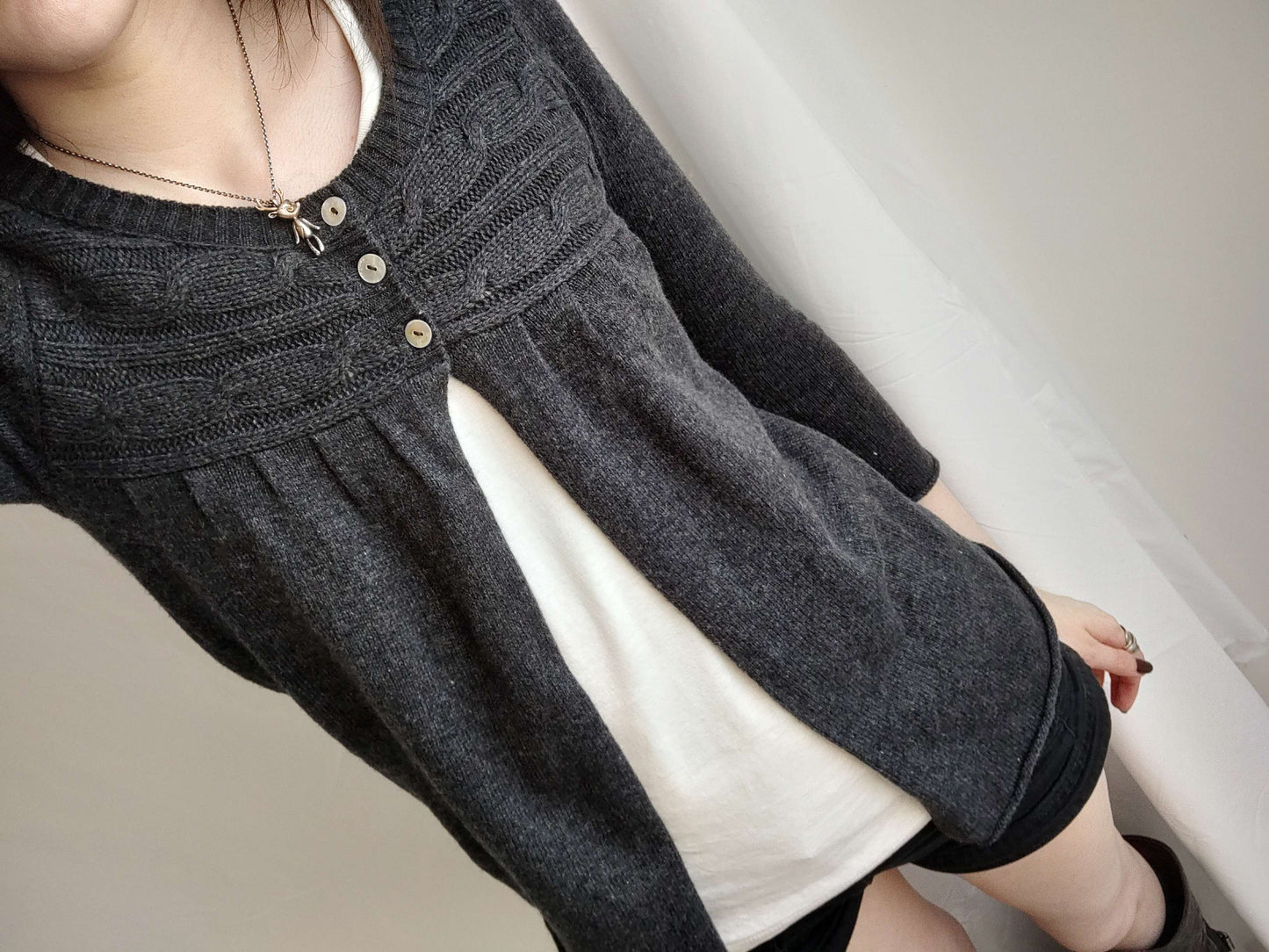 vintage black knit y2k babydoll cardigan