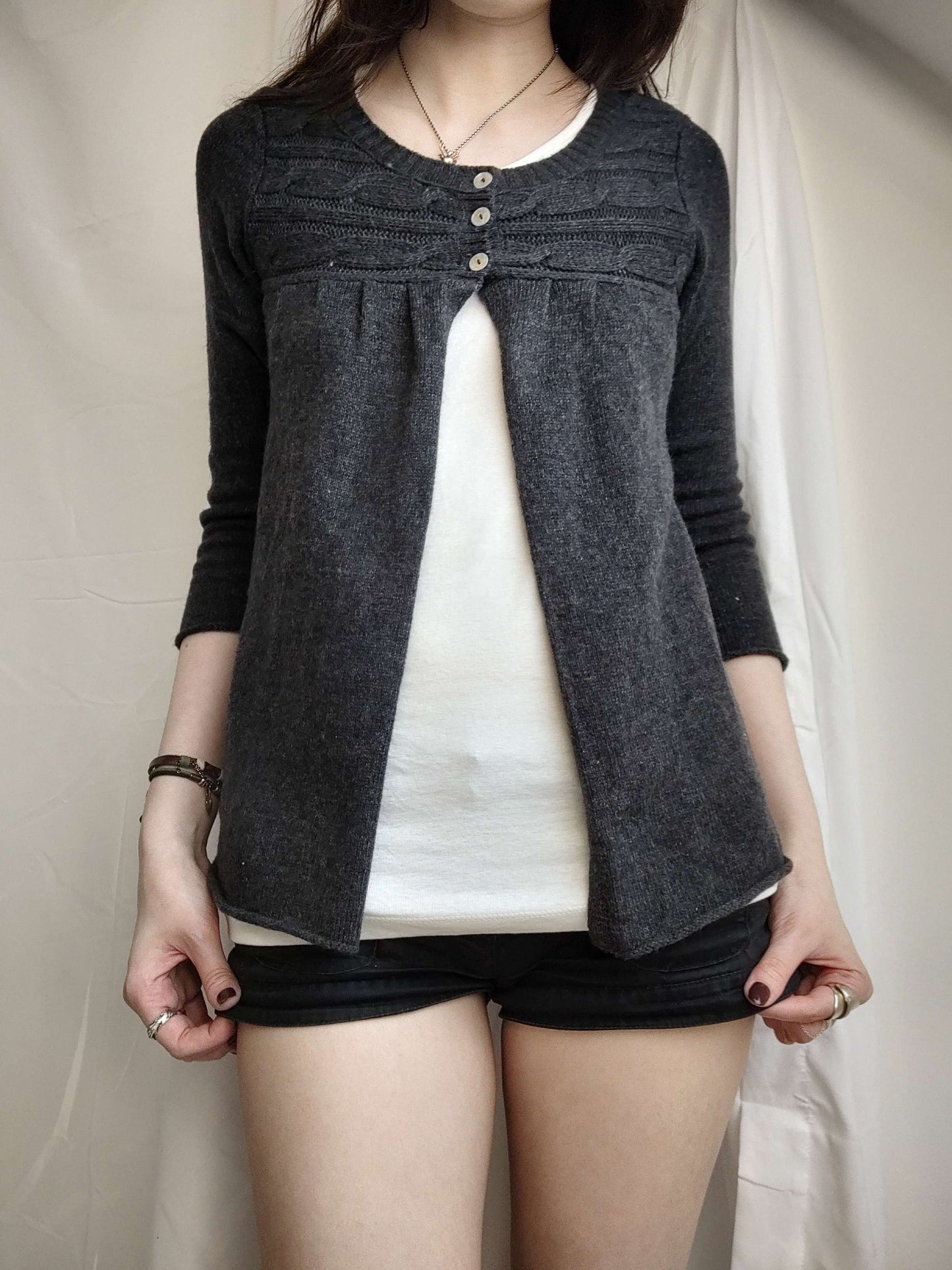 vintage black knit y2k babydoll cardigan