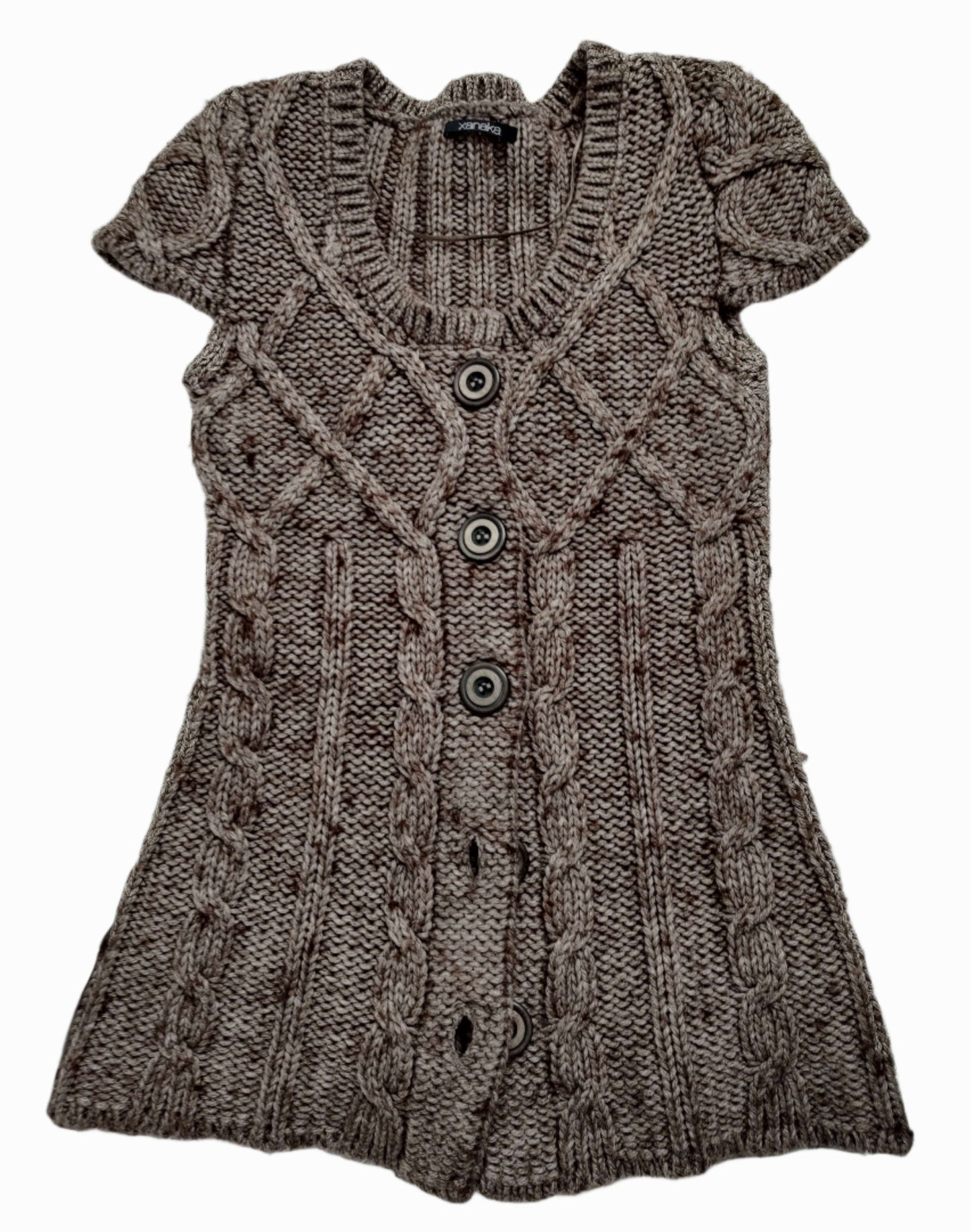 vintage brown eu label button-up cable-knit cardigan