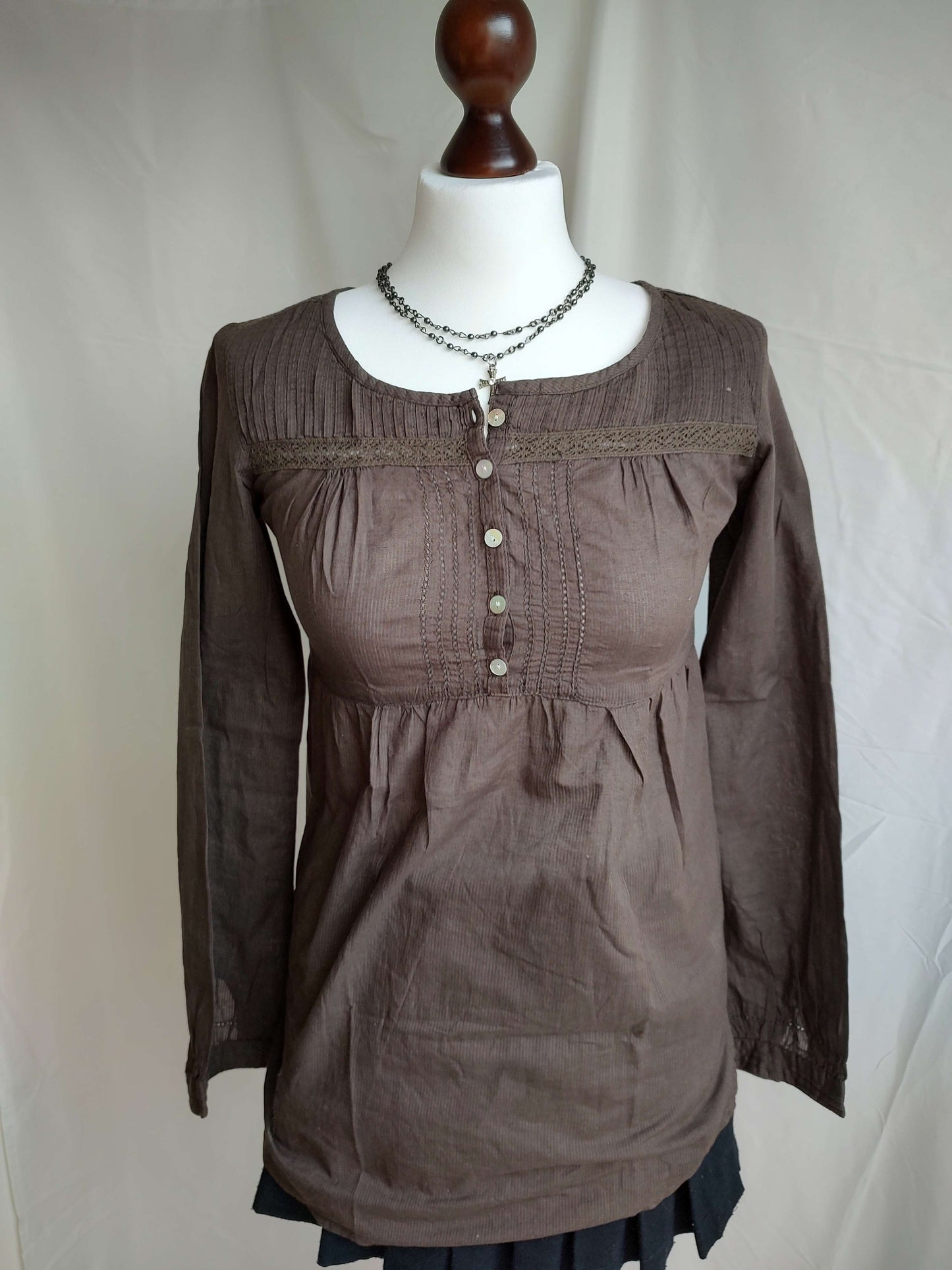 vintage eu label brown babydoll top