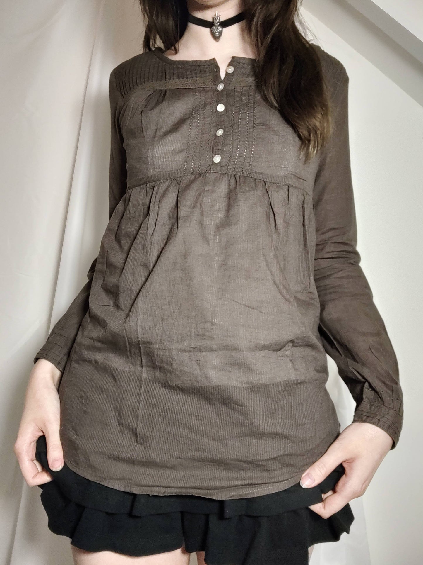 vintage eu label brown babydoll top