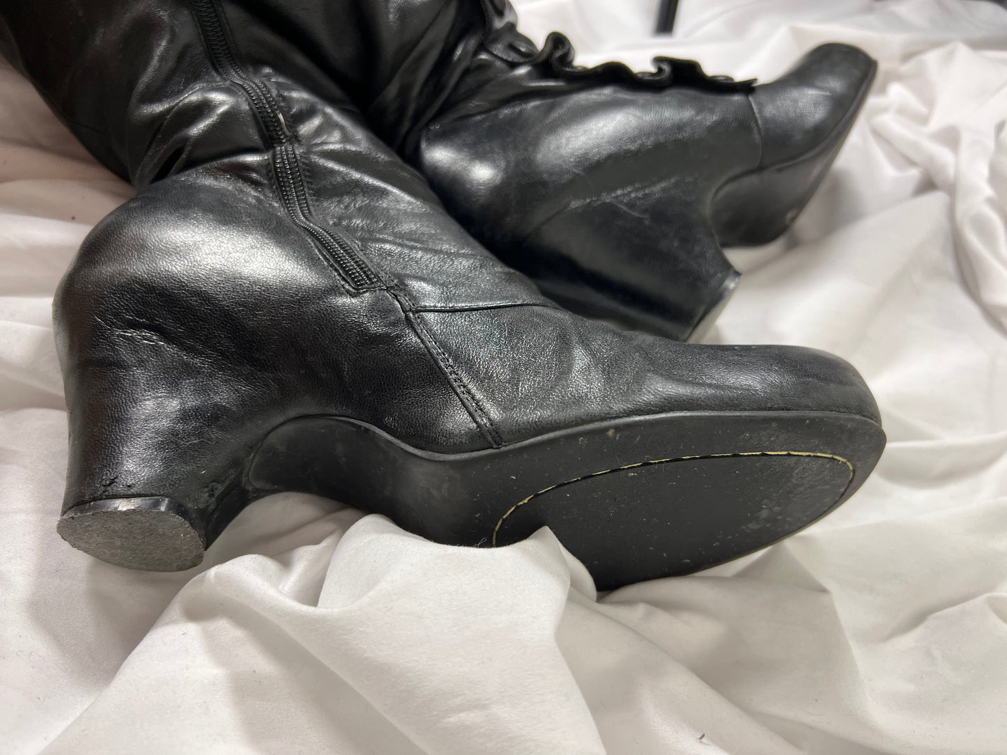 vintage military style black leather boots