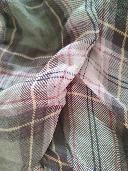 vintage abercrombie sheer khaki plaid babydoll top