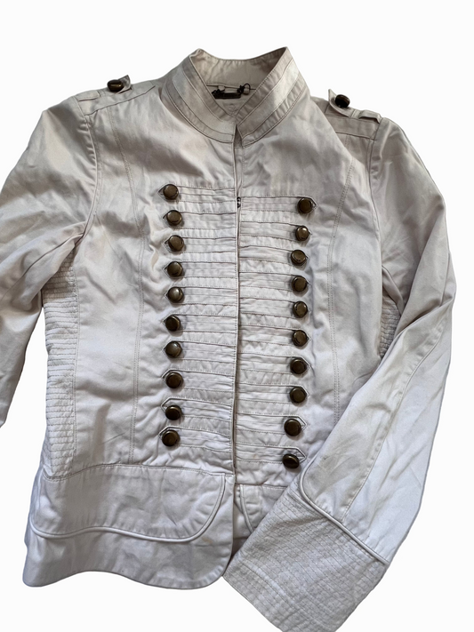 vintage white denim military style jacket