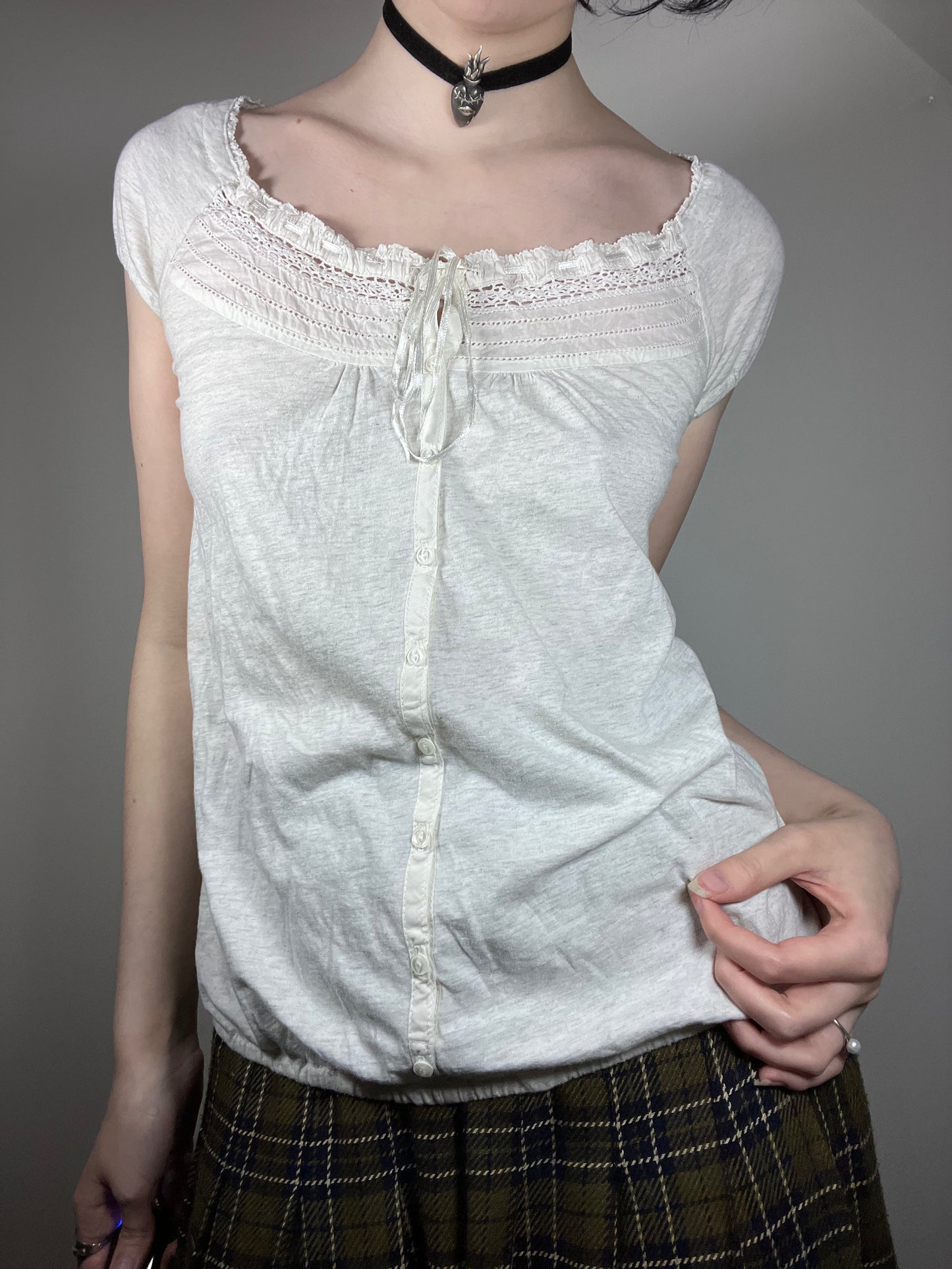 vintage aéropostale light grey blouse