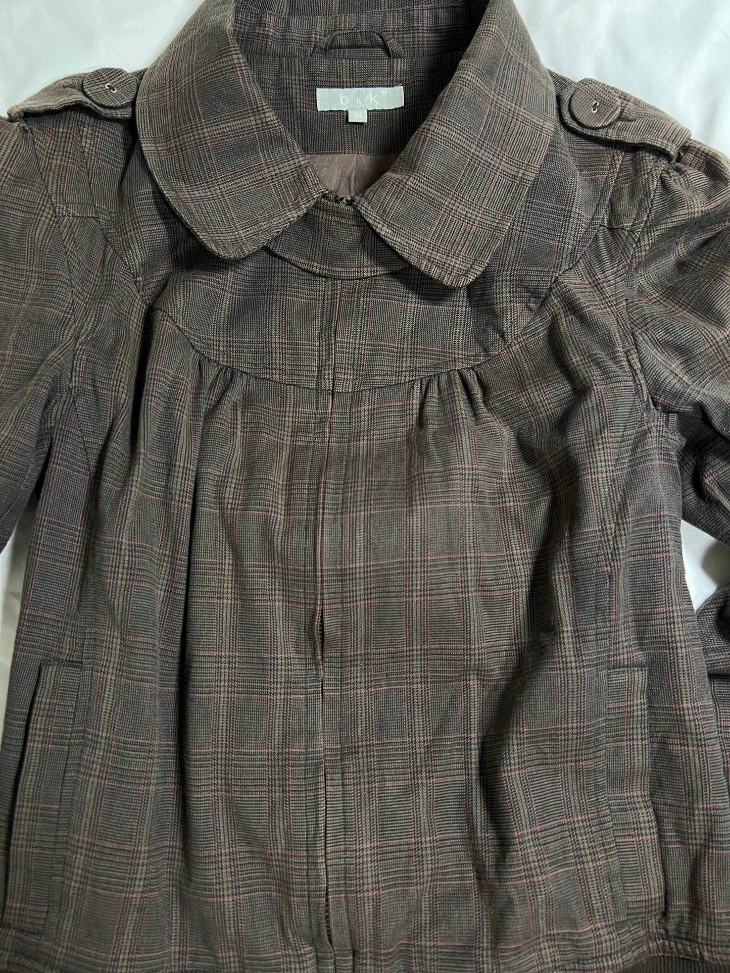 vintage brown plaid zip-up jacket