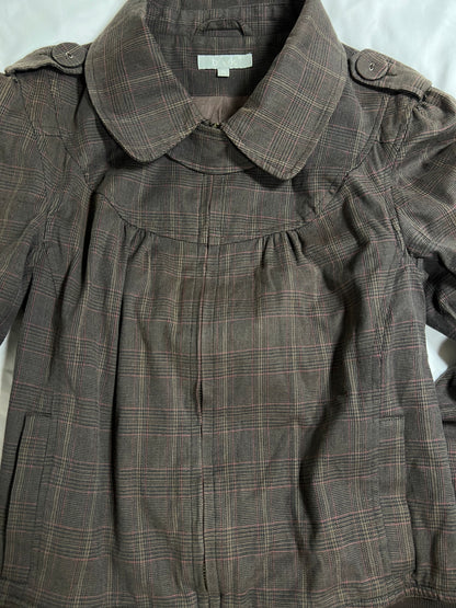 vintage brown plaid zip-up jacket