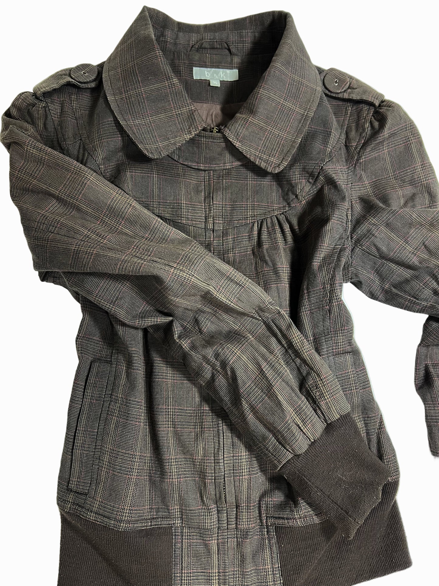 vintage brown plaid zip-up jacket