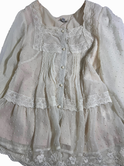 y2k eu label lacey blouse (cream)