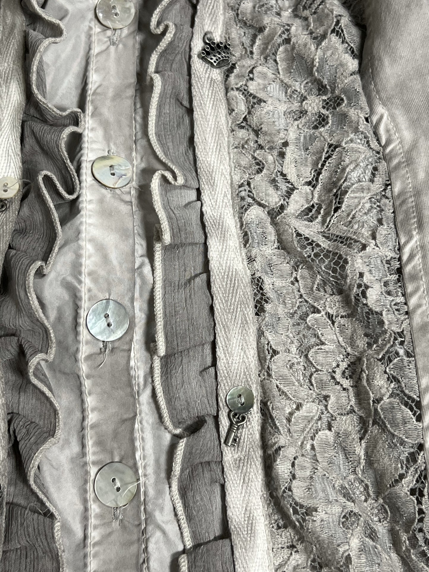 vintage eu label grey lace blouse