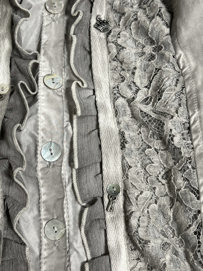 vintage eu label grey lace blouse