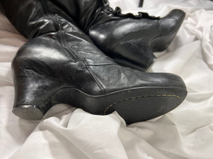 vintage military style black leather boots