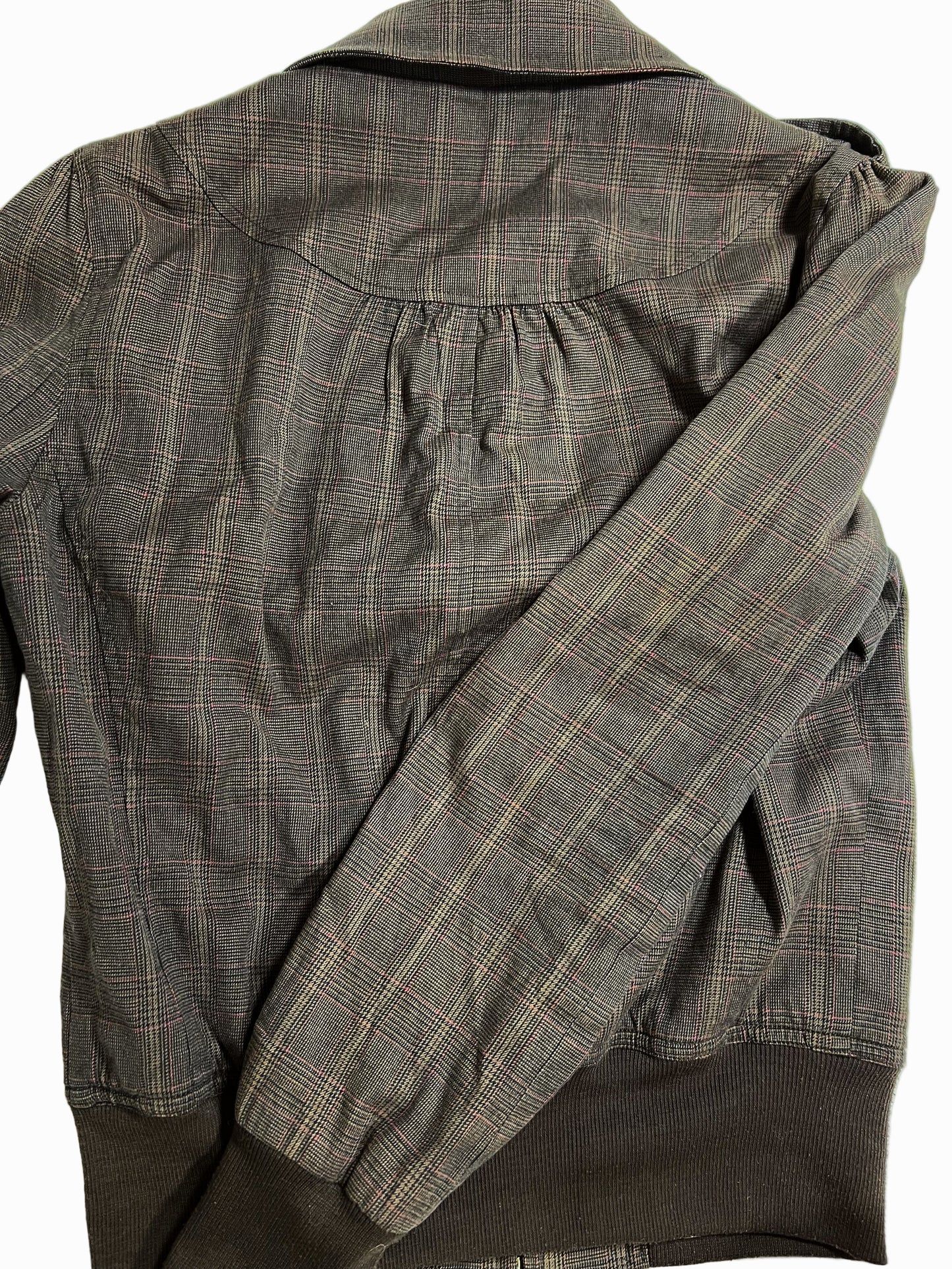 vintage brown plaid zip-up jacket