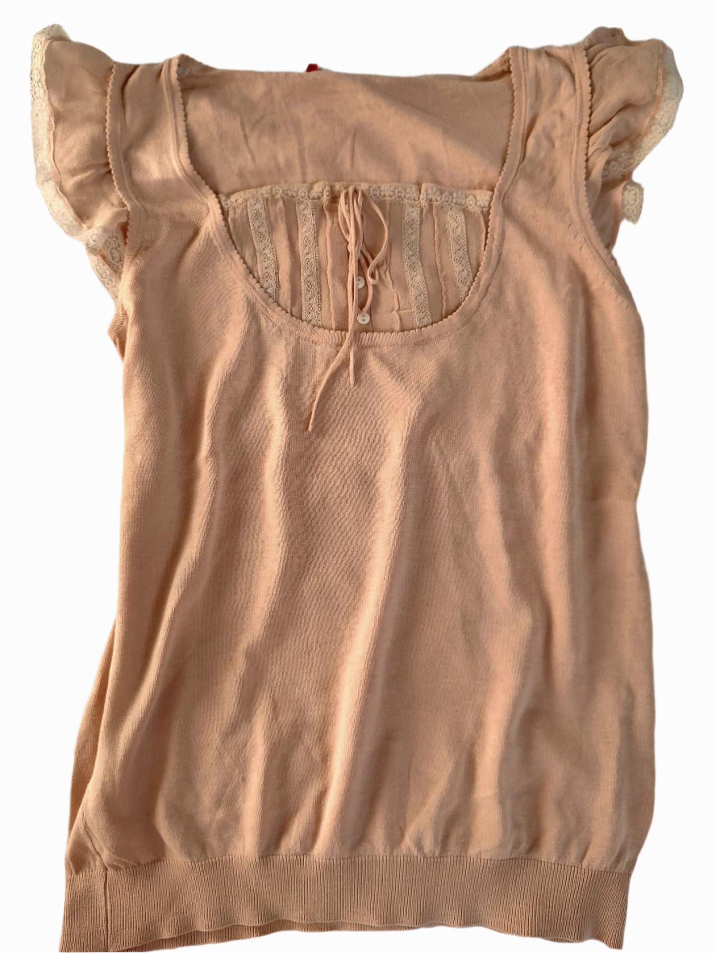 vintage eu label y2k pink lace short-sleeve blouse