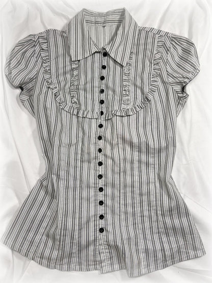 vintage black and white pinestripe button-up shirt