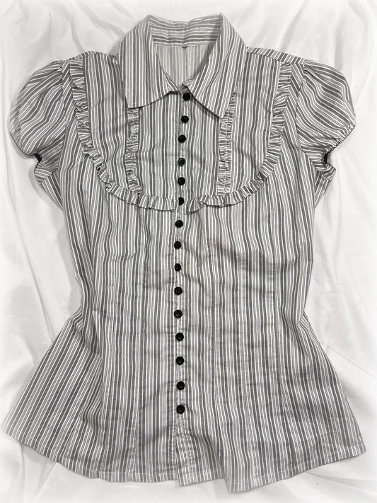 vintage black and white pinestripe button-up shirt