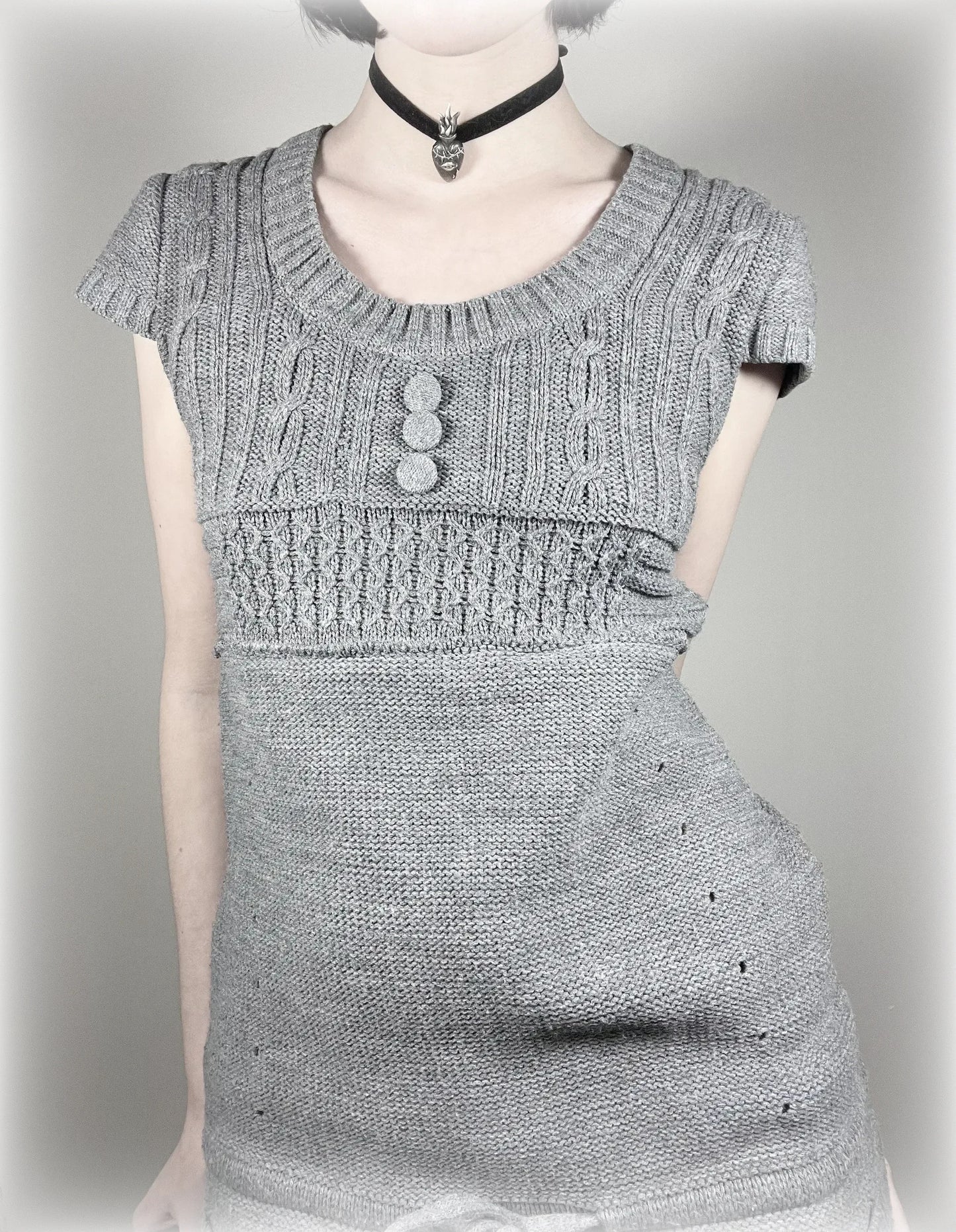 vintage grey babydoll knitted dress