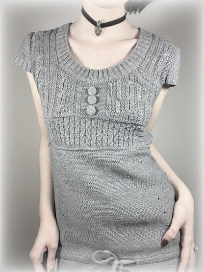 vintage grey babydoll knitted dress