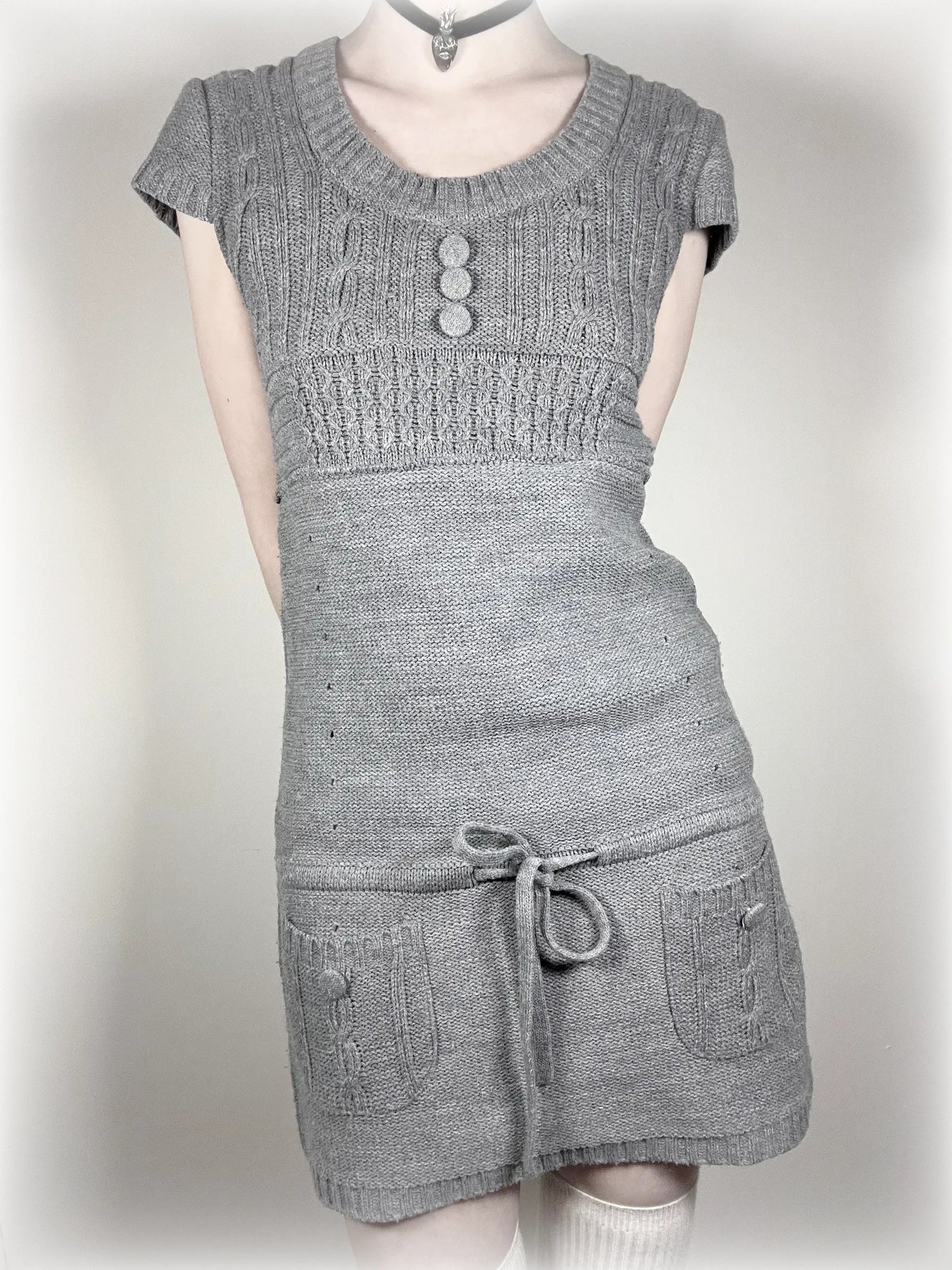 vintage grey babydoll knitted dress