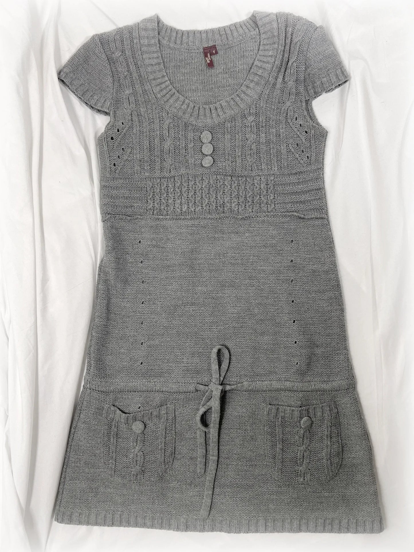 vintage grey babydoll knitted dress