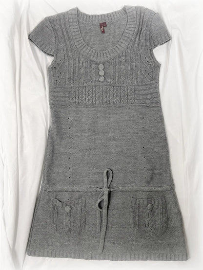 vintage grey babydoll knitted dress