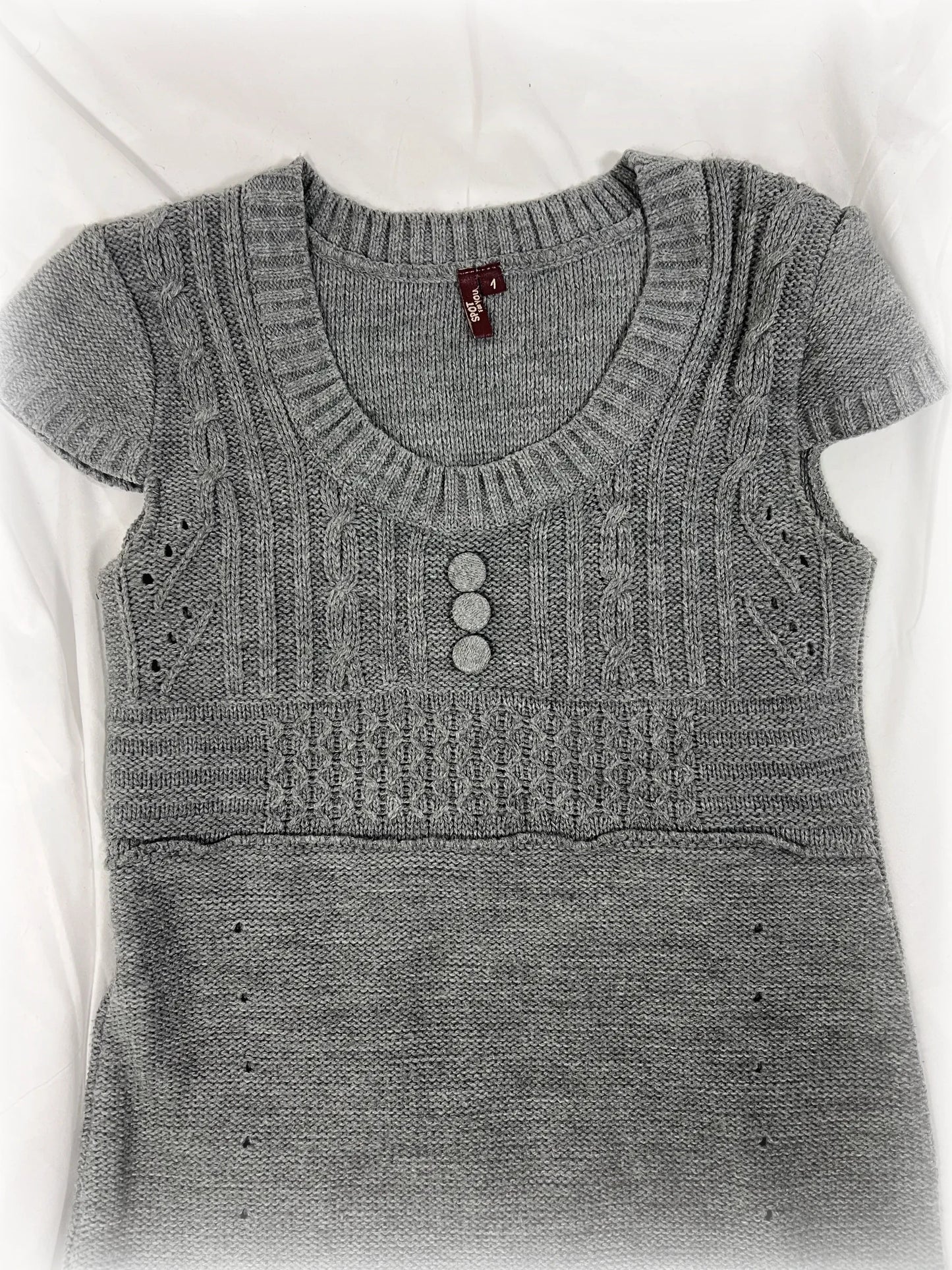 vintage grey babydoll knitted dress