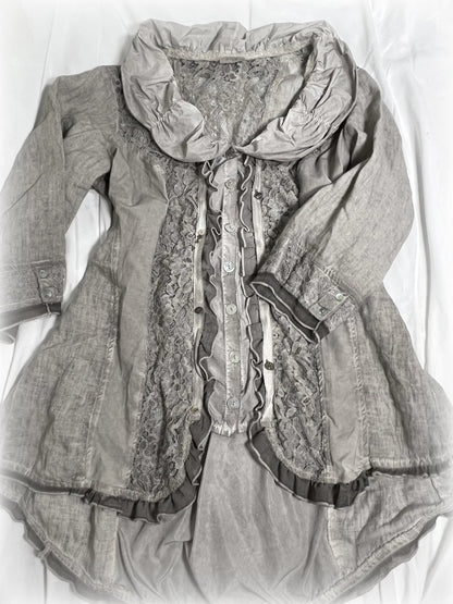 vintage eu label grey lace blouse