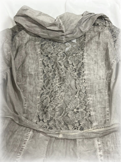 vintage eu label grey lace blouse